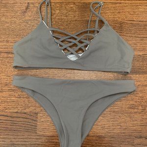 Taupe Criss Cross Bikini set